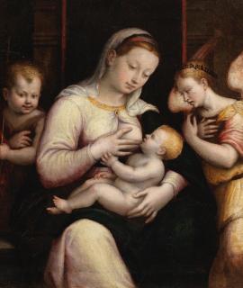 Luca Longhi - The Madonna and Child with the Infant Saint John the Baptist accompanied by an angel