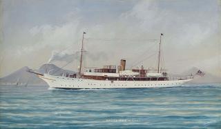 Luca Papaluca - The New York Yacht Club\'s steam yacht Happy Days in Mediterranean waters off Naples, 1928