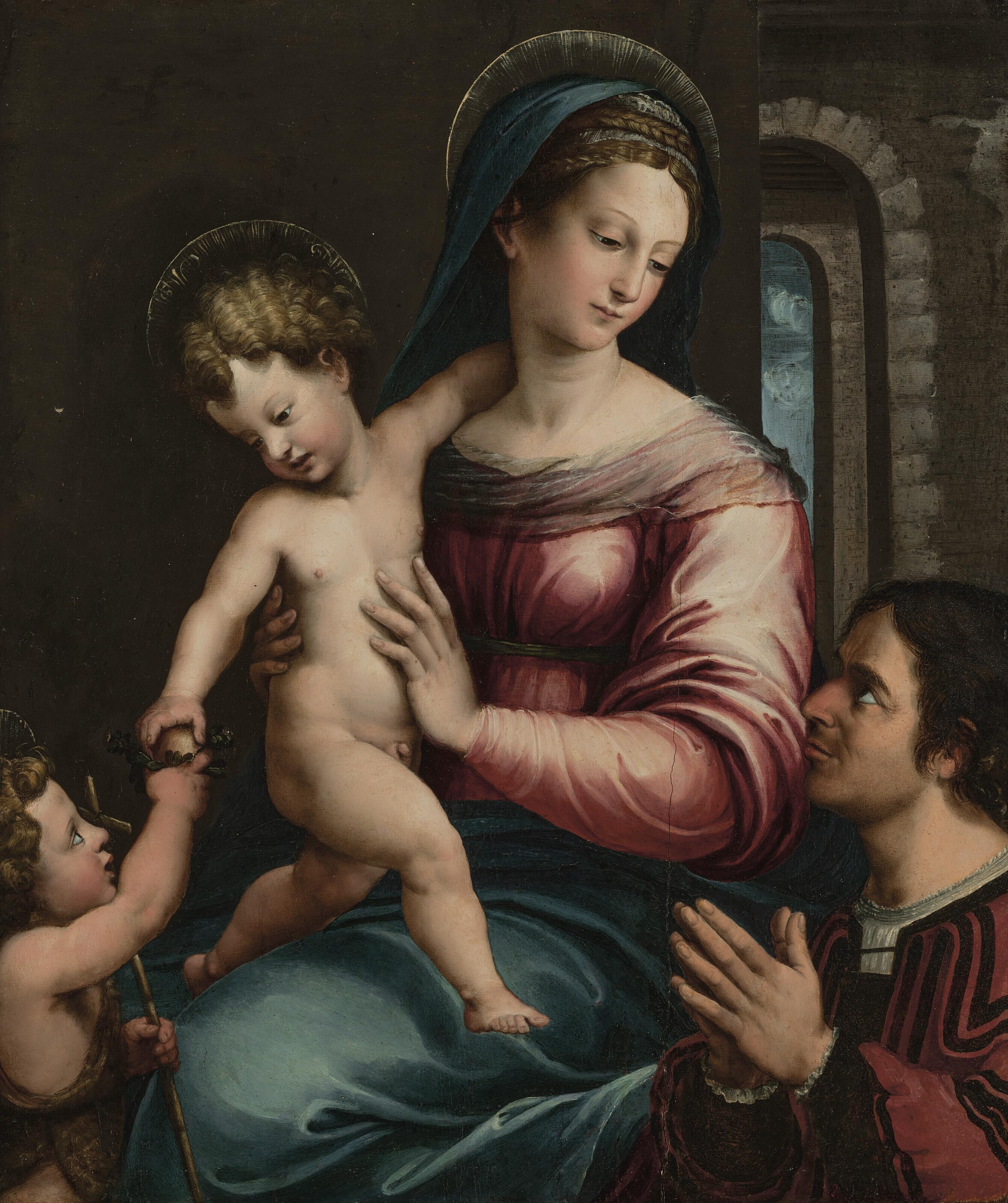 Luca Penni - The Madonna and Child with the Infant Saint John the Baptist and a donor
