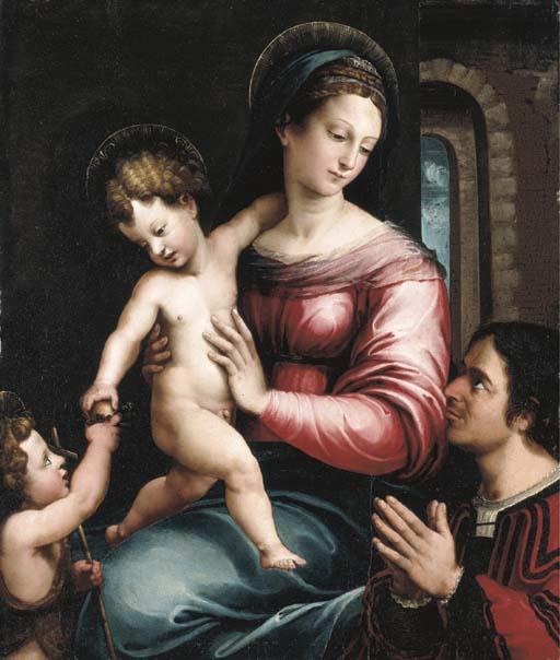 Luca Penni - The Virgin and Child with the Infant Saint John the Baptist and a donor