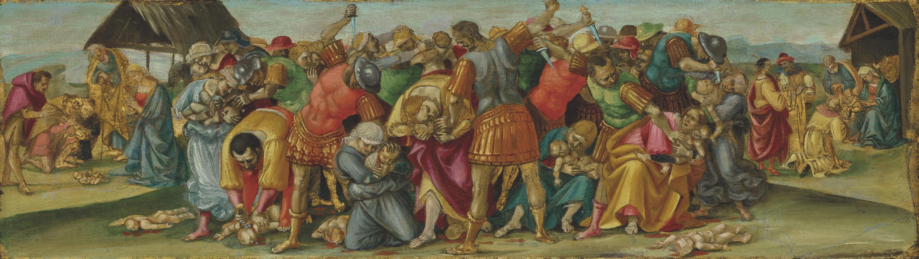 Luca Signorelli - The Massacre of the Innocents with the Adoration of the Shepherds and the Adoration of the Magi - panel from a predella