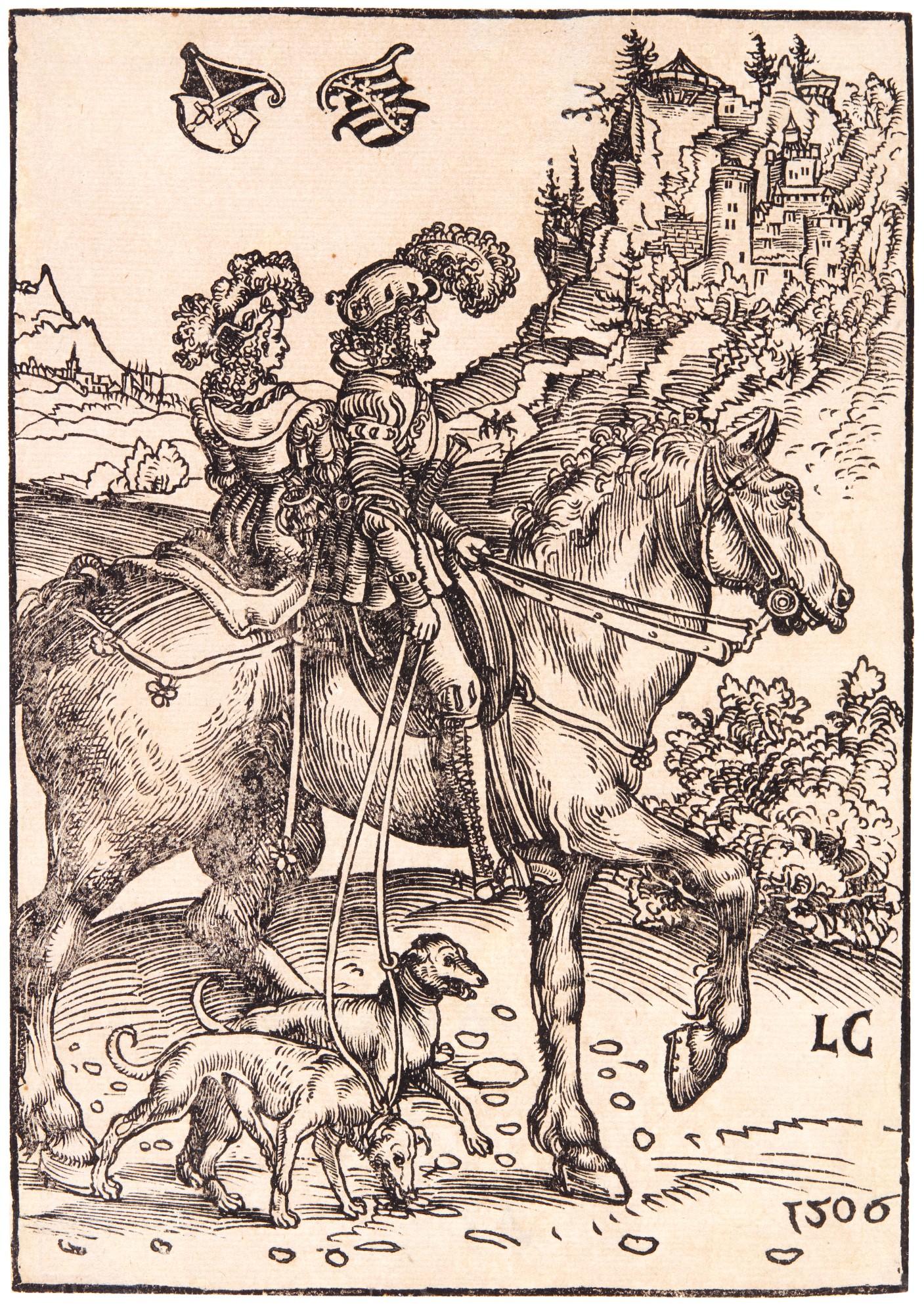 Lucas Cranach The Elder - Gentleman and Lady Riding to the Hunt (Hollstein 114)