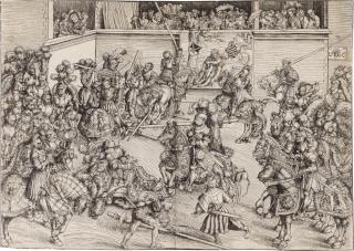 Lucas Cranach the Elder - The Second Tournament with the Tapestry of Samson and the Lion (B. 126; Holl. 117)
