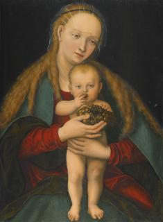 Lucas Cranach The Younger - Virgin And Child With A Bunch Of Grapes