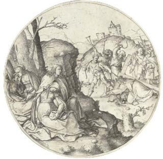 Lucas Van Leyden - Christ In Gethsemane; The Betrayal Of Christ; Christ Carrying The Cross; And The Crucifixion, From The Circular Passion (B., Holl. 57, 58, 64, 65)