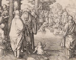 Lucas van Leyden - Die Taufe Christi im Jordan