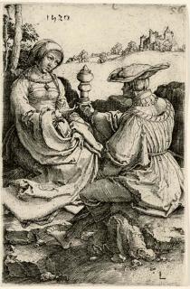 Lucas van Leyden - Nobleman and Lady seated in a Landscape (B., Holl. 148)