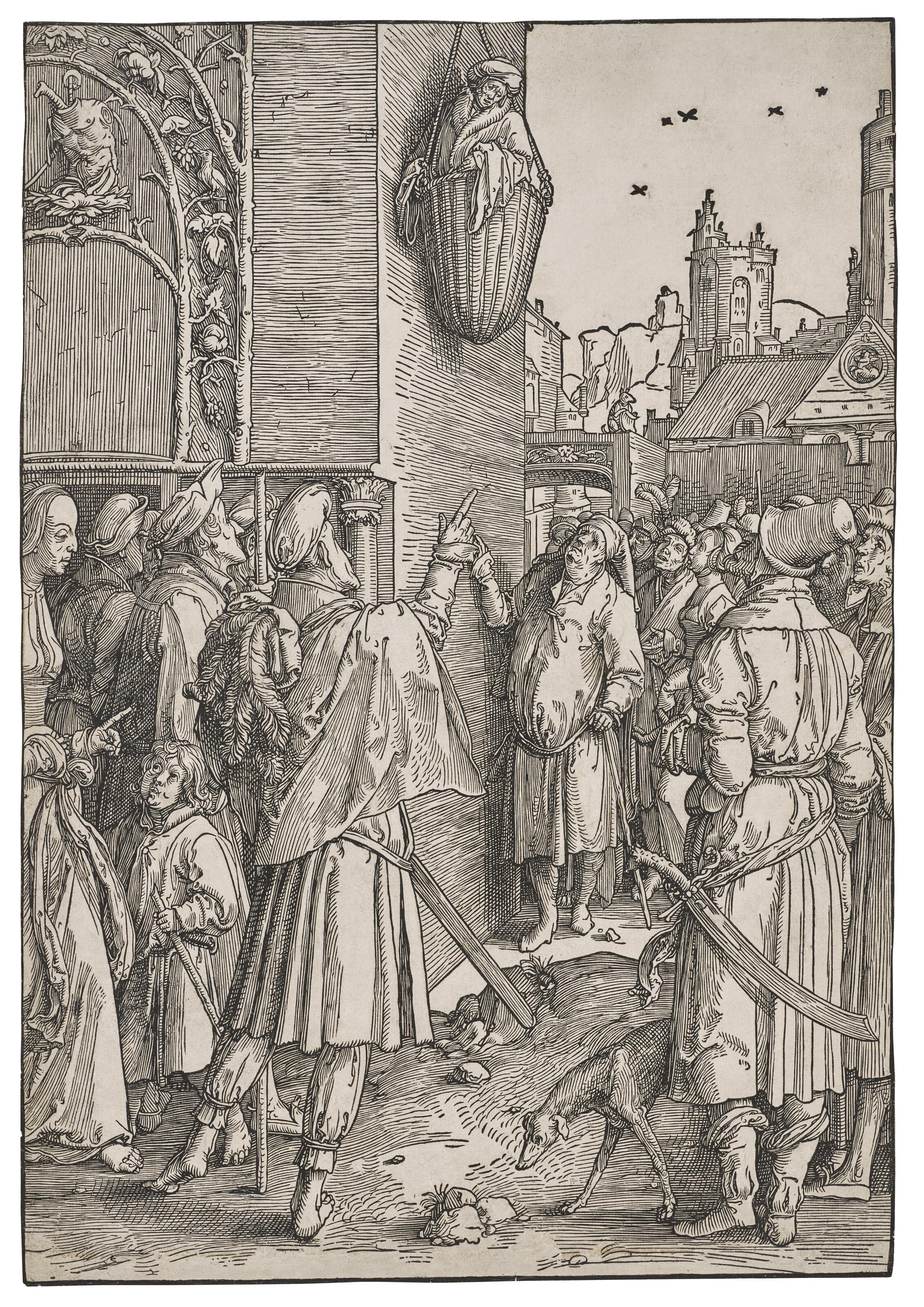 Lucas Van Leyden - The Poet Virgil suspended in a Basket