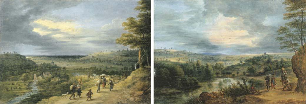 Lucas Van Uden - Extensive landscapes with travelers on paths