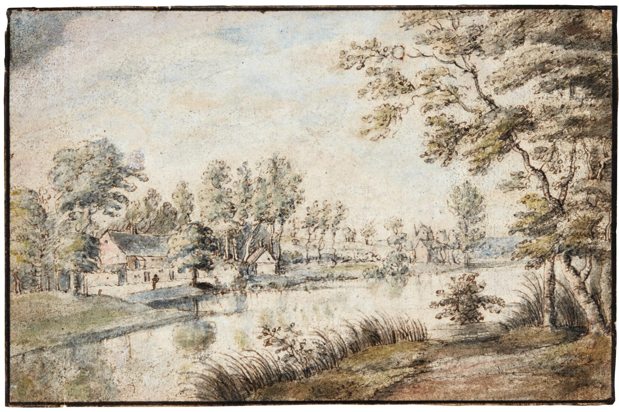Lucas Van Uden - Landscape With Houses Seen Across A River