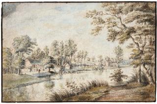 Lucas Van Uden - Landscape With Houses Seen Across A River