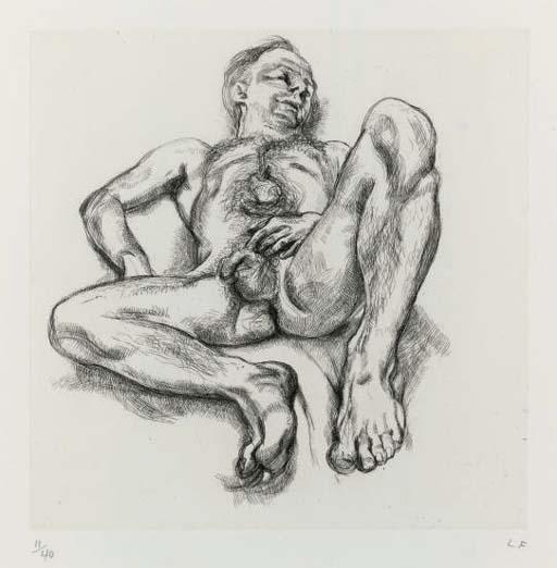 Lucian Freud - Naked Man on a Bed (H. 40)