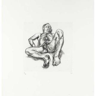 Lucian Freud - Naked Man On A Bed (H. 40)