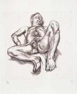 Lucian Freud - Naked Man on Bed (Hartley 40)