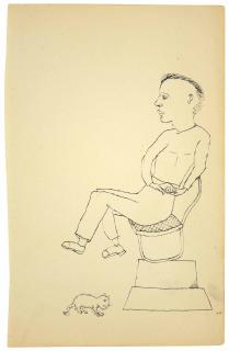 Lucian Freud - Untitled (Man with Cat)