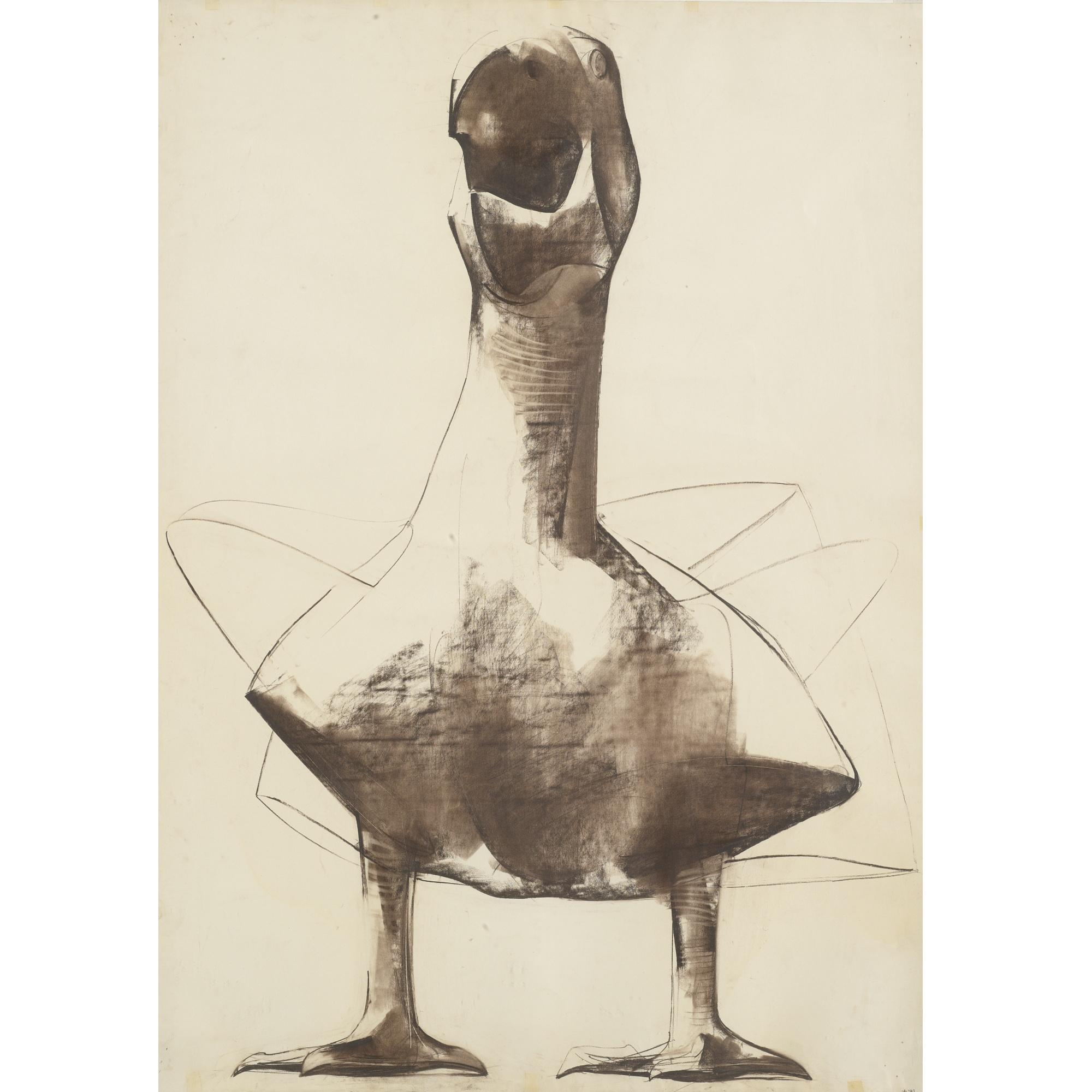Luciano Miori - Untitled (Goose); Untitled (Headless Kneeling Figure): Two Drawings