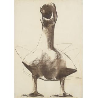 Luciano Miori - Untitled (Goose); Untitled (Headless Kneeling Figure): Two Drawings