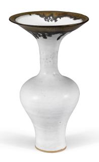 Lucie Rie - A Tall White Bottle-Vase With Flaring Rim