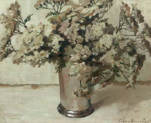 Lucie van Dam van Isselt - Fleur dans un gobelet d\'etain: white flowers