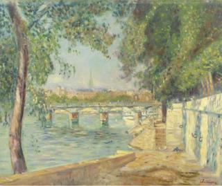 Lucien Adrion - A view on the river Seine, Paris