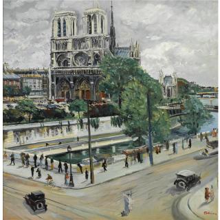Lucien Adrion - Paris, Notre Dame, La Seine And Les Quais