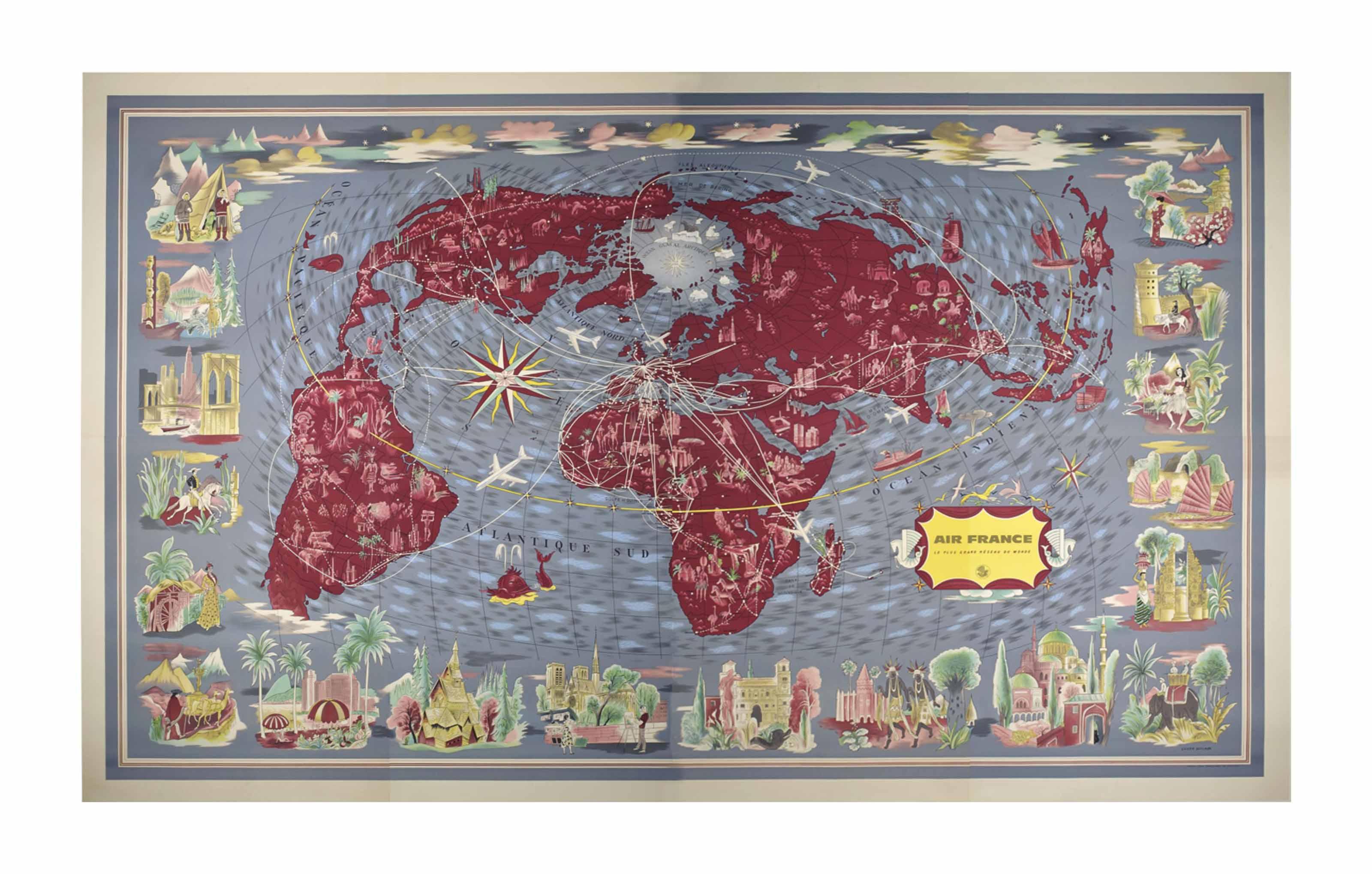 Lucien Boucher - Air France Planisphere