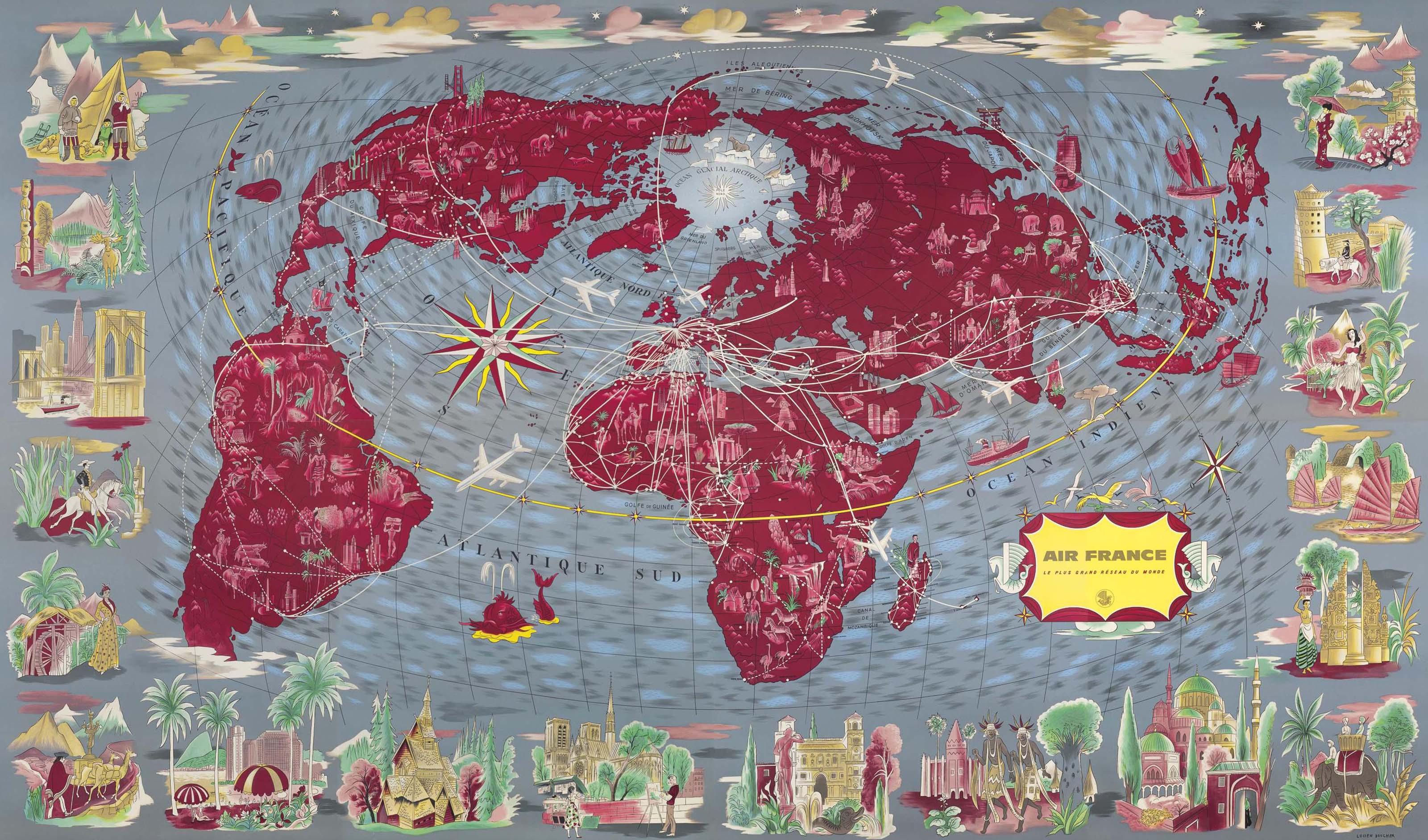 Lucien Boucher - Air France Planisphere