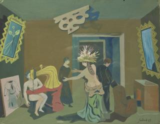 Lucien Coutaud - Personnages Dans Un Interieur