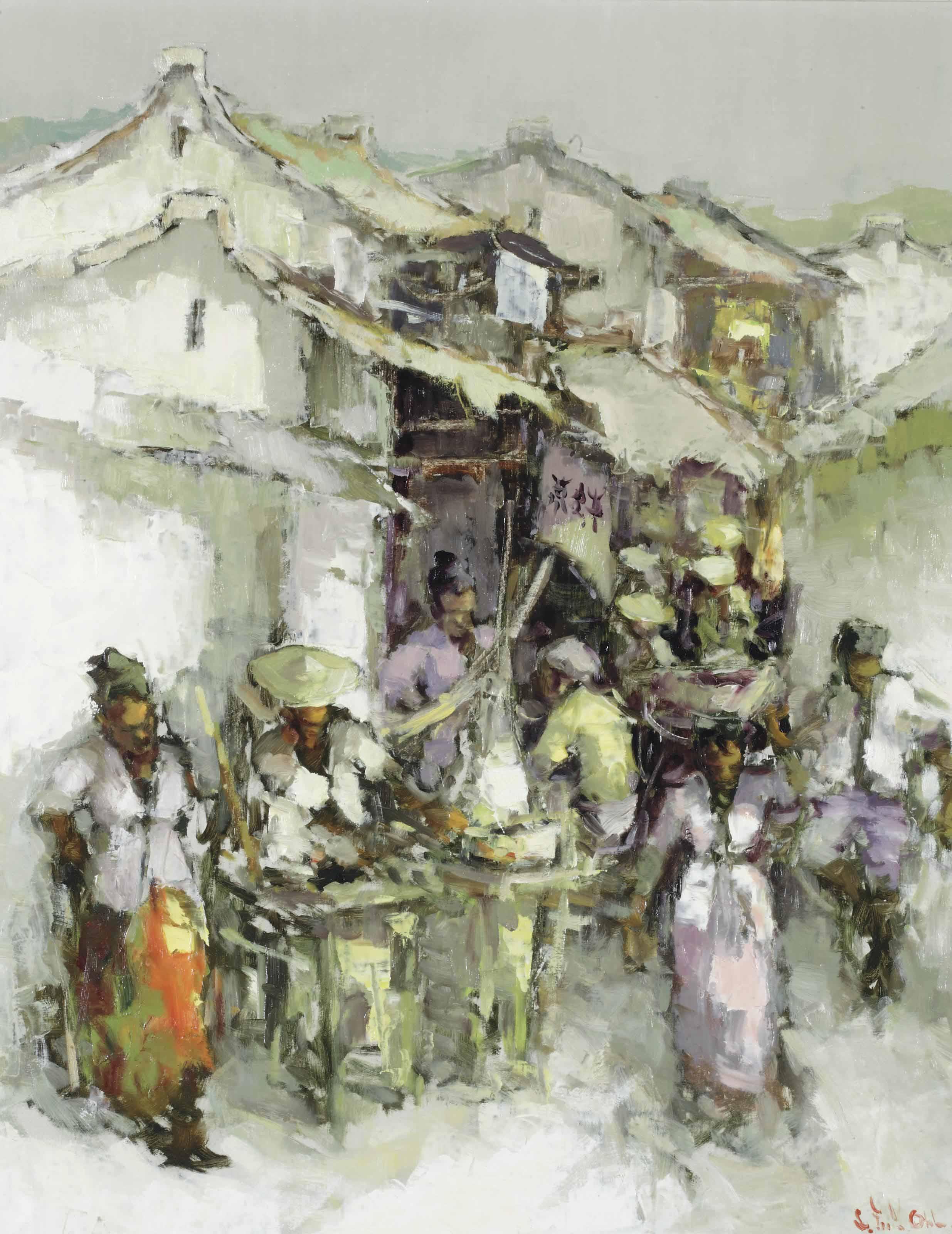 Lucien Frits Ohl - A Busy Street Market