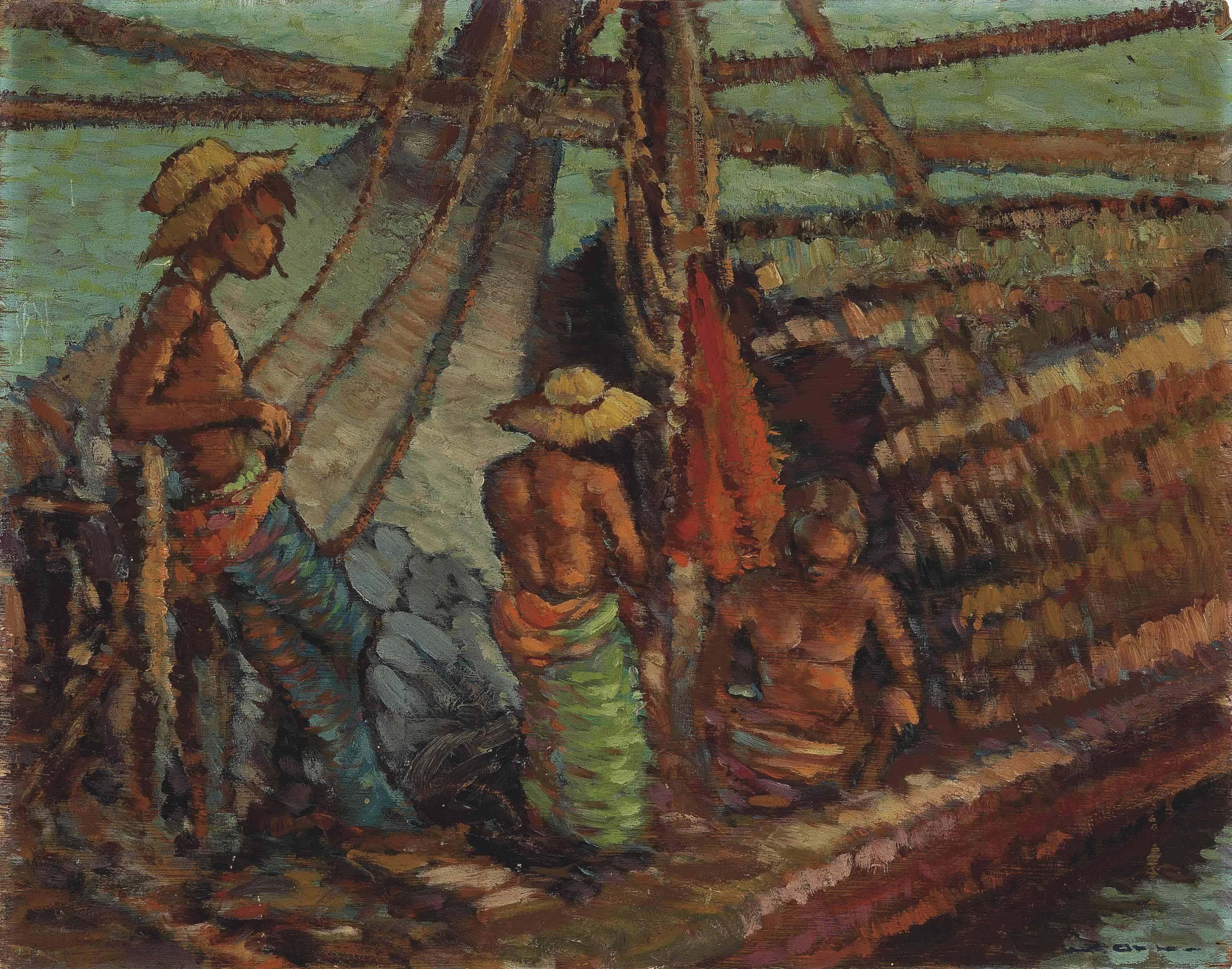 Lucien Frits Ohl - Fisherman on a boat