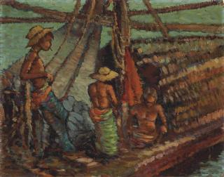 Lucien Frits Ohl - Fisherman on a boat