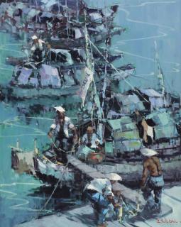 Lucien Frits Ohl - Indonesian junks in the Marina