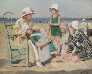 Lucien-Hector Jonas - Jeu de Devinettes Sur La Plage, La Famille de L\'Artiste