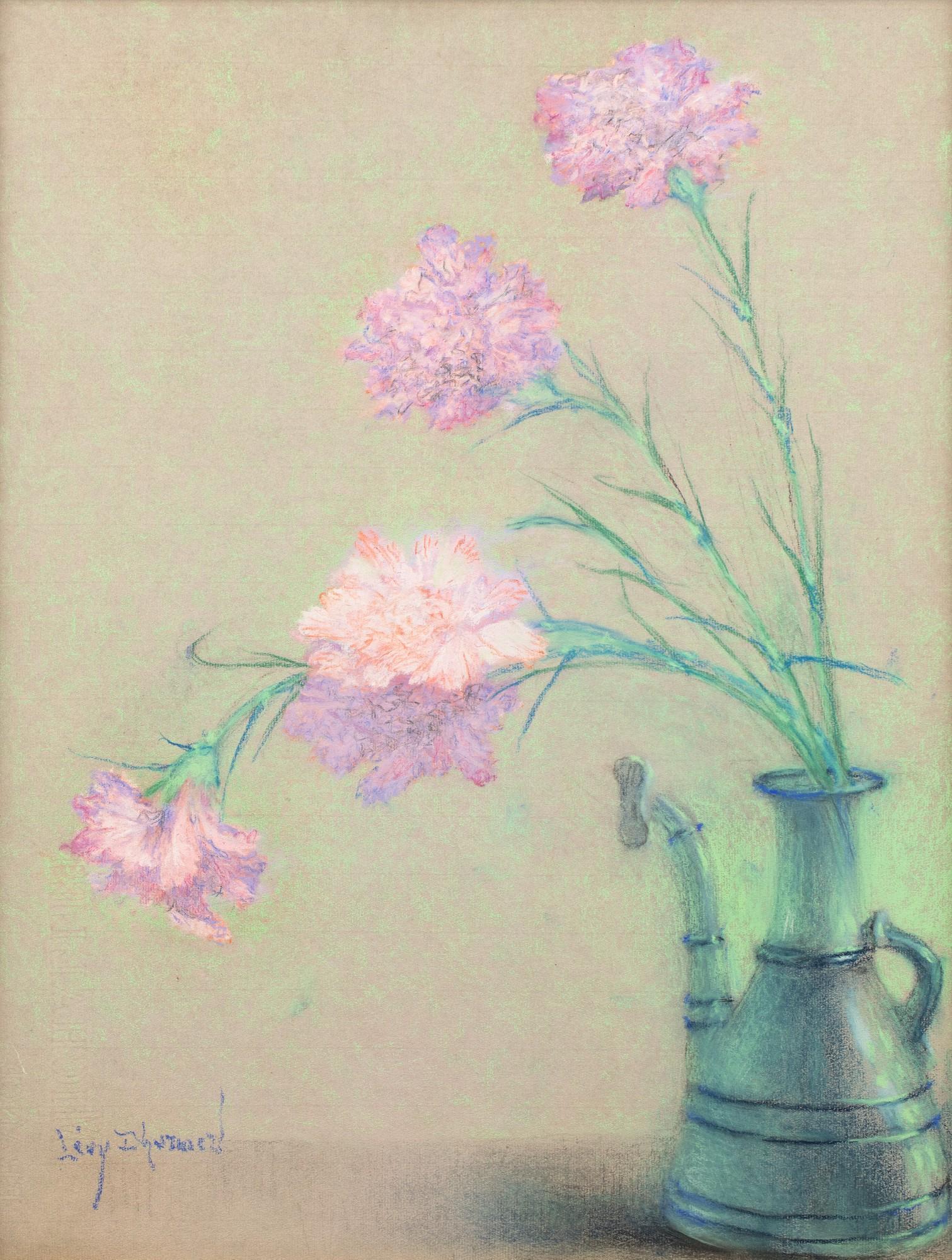 Lucien Lévy-Dhurmer - Bouquet D\'Œillets Dans Un Vase