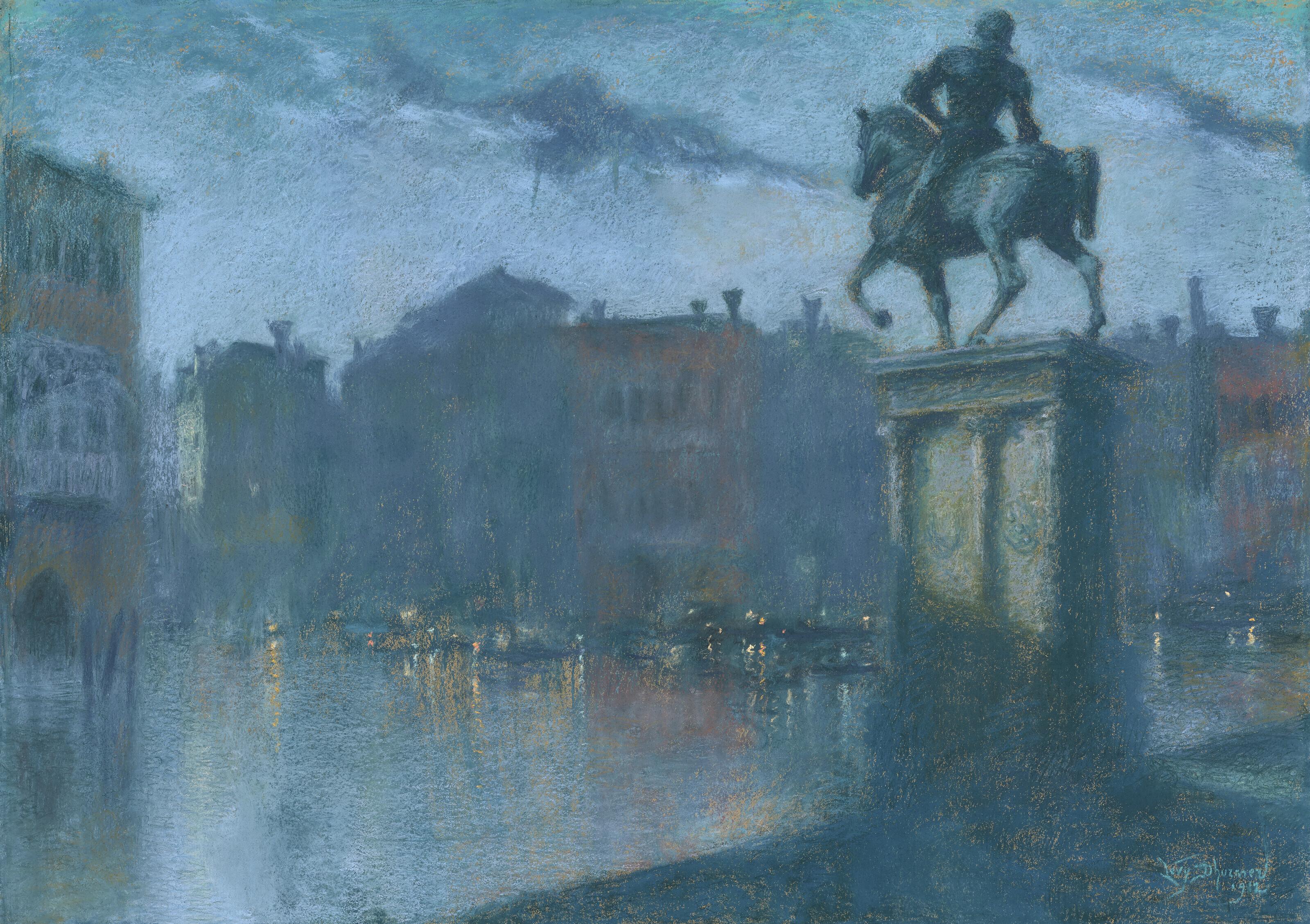 Lucien Lévy-Dhurmer - Campo Santi Giovanni e Paolo, Venice at dusk