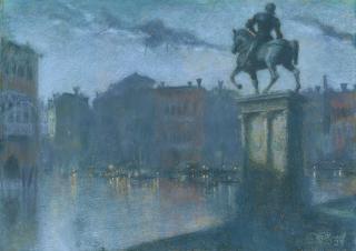 Lucien Lévy-Dhurmer - Campo Santi Giovanni e Paolo, Venice at dusk