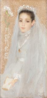 Lucien Lévy-Dhurmer - Lucien Lévy-Dhurmer | Portrait Of Agnès In Her Communion Dress
