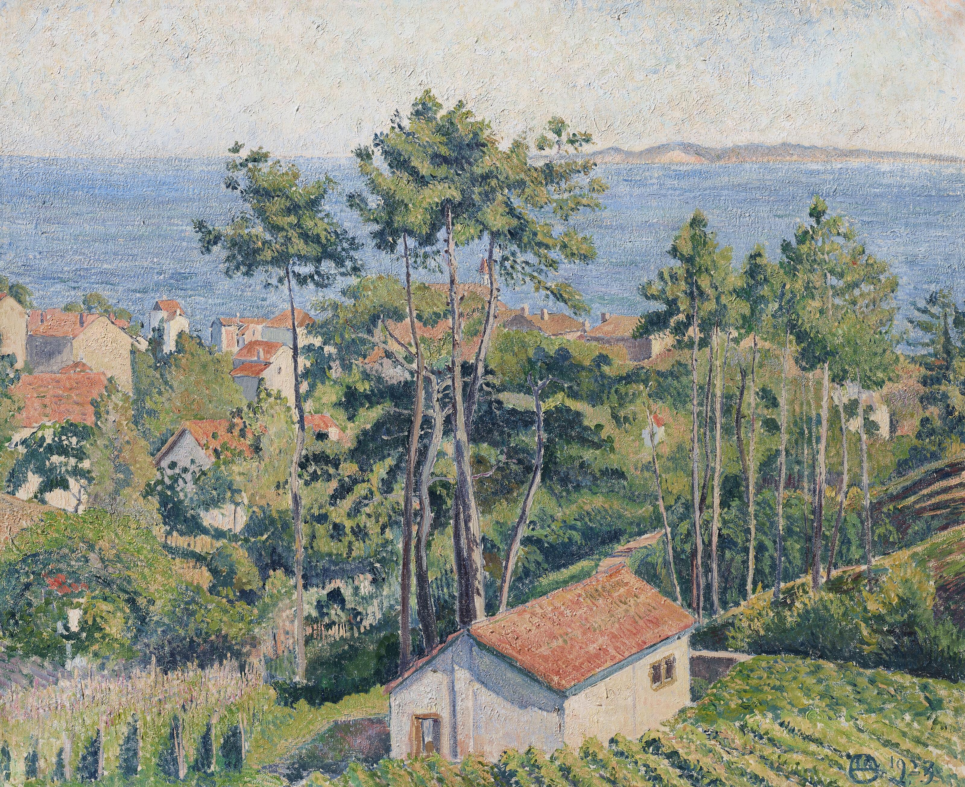 Lucien Pissarro - Vue du Lavandou avec mer bleue