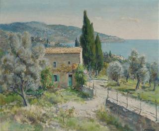 Lucien Potronat - A villa on the Cote d\'Azur