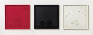 Lucio Fontana - Aus: Concetto spaziale - Teatrino. a) rosso. b) nero -I-. c) blanco -II-