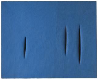 Lucio Fontana - Concetto Spaziale, Attesesigned , Titled And Dated 57 On The Reverse, Waterpaint On Canvas. Executed In 1959 Despite The Inscription On The Reverse