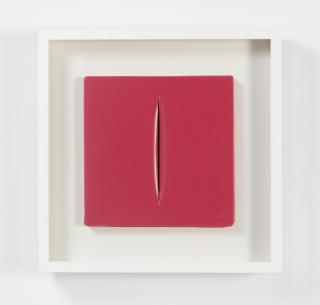Lucio Fontana - Concetto spaziale rosso. Multiple