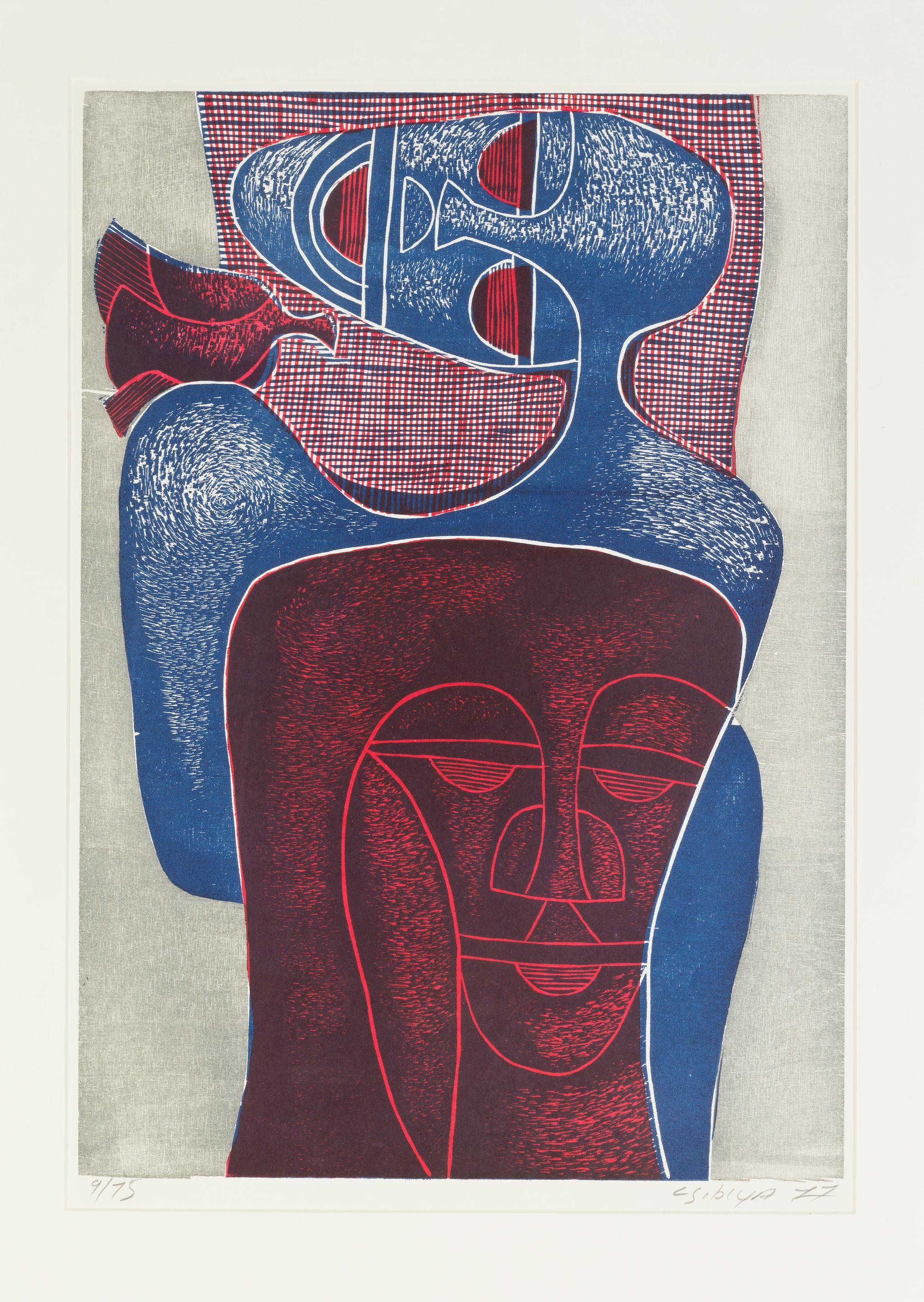 Lucky Madlo Sibiya - Nine woodblock prints (i-ix):