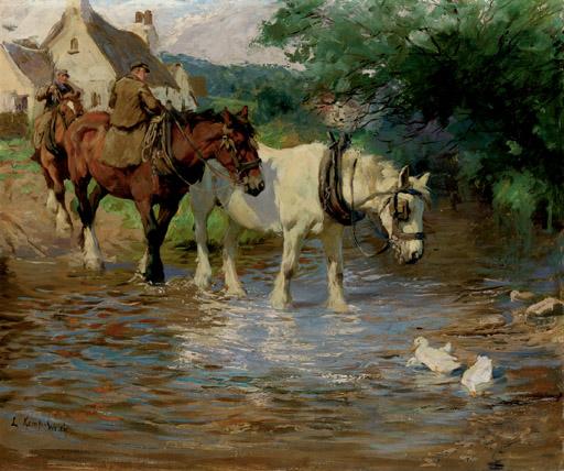Lucy Kemp-Welch, R.B.A. - Crossing the Ford
