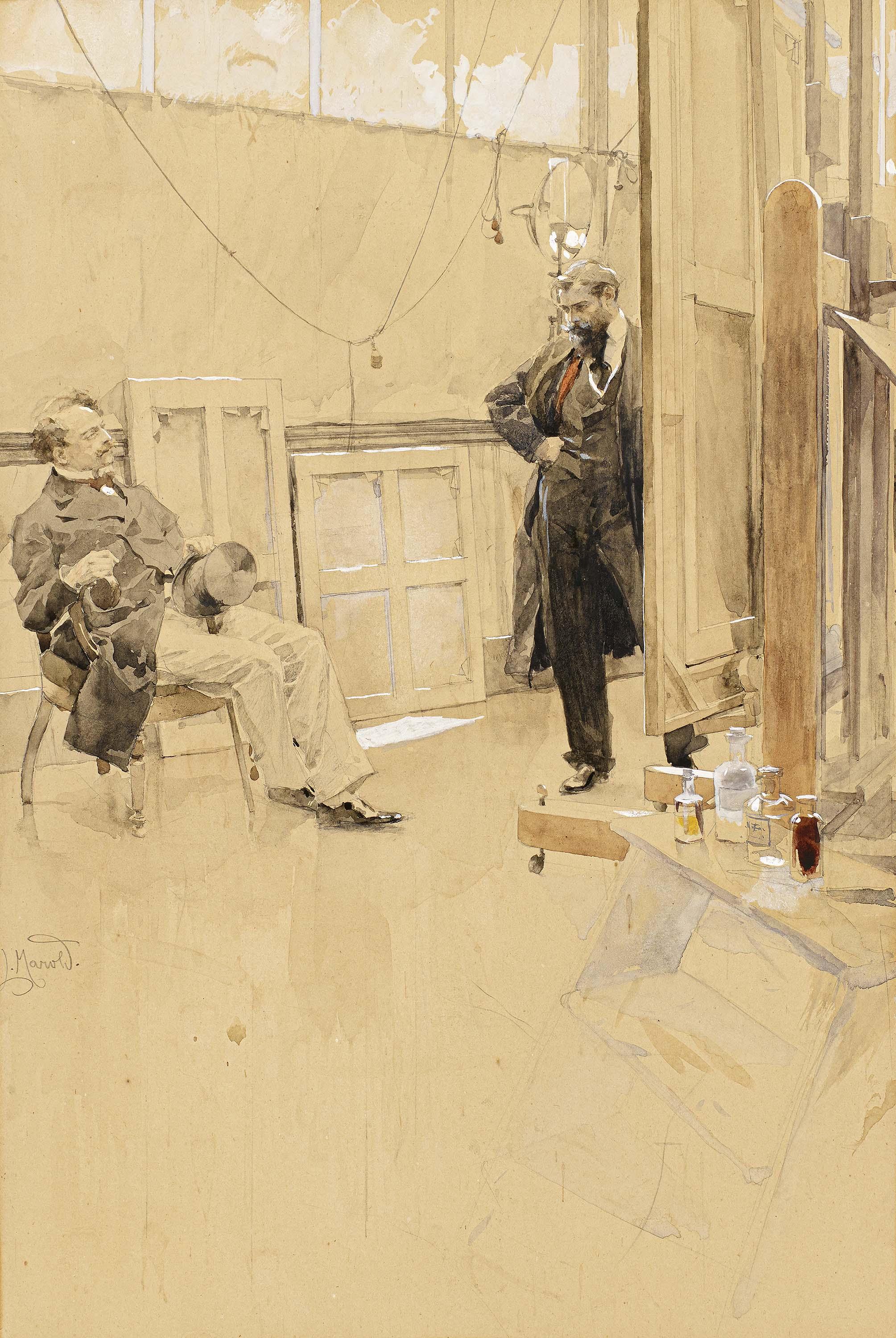 Ludek Marold - Der Maler mit seinem Modell im Atelier (Alfons Mucha?)