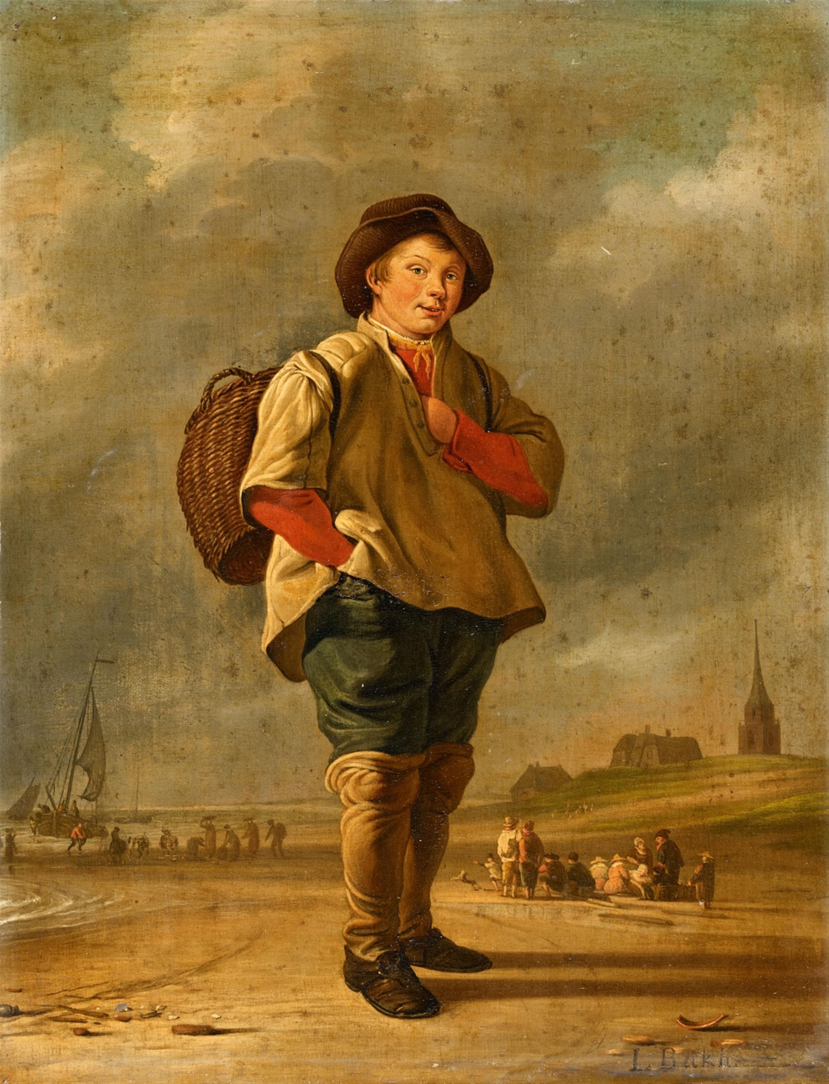 Ludolf Backhuysen d. Ä. - Strandszene mit korbtragendem Jungen