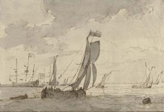 Ludolf Backhuysen - Sailing boats in a strong breeze