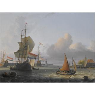 Ludolf Backhuysen - Shipping On The Ij At Volewijk Near Amsterdam  