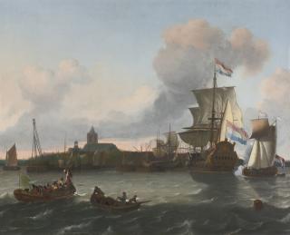 Ludolf Backhuysen - View From The Nieuwe Maas River Towards The City Of Vlaardingen