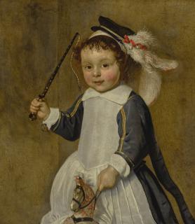 Ludolph De Jongh - Portrait Of A Young Boy On A Hobby Horse, Three-Quarter Length